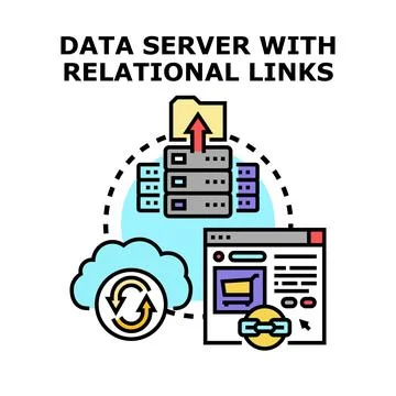 Data server managing cloud storage and web services Stock Illustration