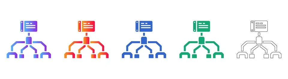 Data Server Network Architecture Icons Database Hierarchy &amp; IT Graphics イラスト素材