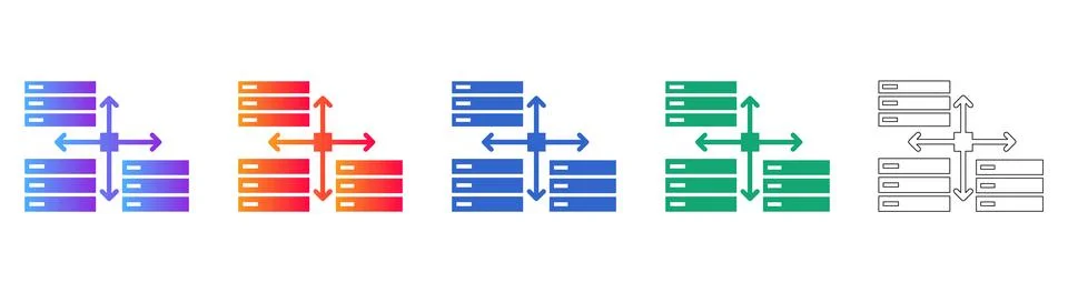 Data Server Network Flow Icons Stock Illustration