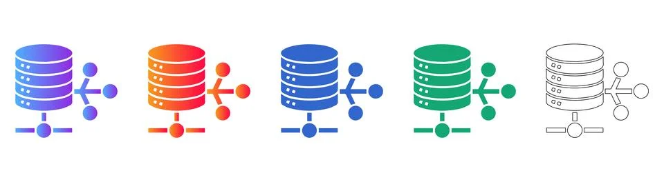 Data Server Network Node Icons Illustrazione stock