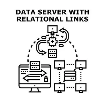 Data server network processing relational database links 스톡 일러스트