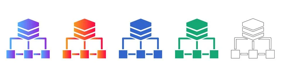 Data Server Node Architecture Icons Illustrazione stock