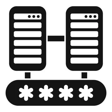 Data server password protection icon representing secure data storage and 스톡 일러스트
