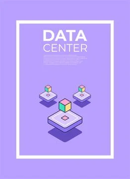 Data server poster concept. Cloud server technology in retro style Illustrazione stock