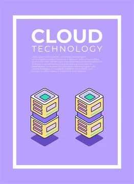 Data server poster concept. Cloud server technology in retro style Illustrazione stock