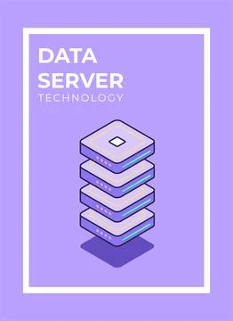 Data server poster concept. Cloud server technology in retro style Stock Illustration