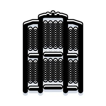 Data server rack cabinet processing information Stock Illustration