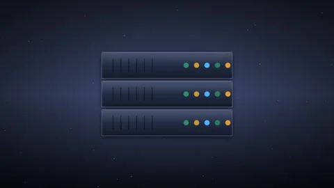 Data Server Rack Graphic with Blinking Status Lights Digital Technology Backgrou Видео 347966382