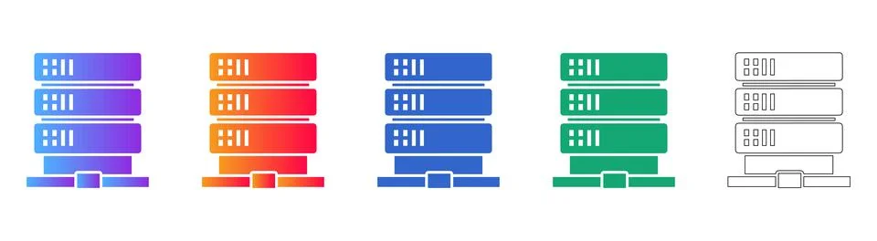 Data Server Rack Icon Collection Stock Illustration