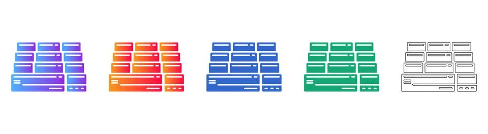 Data Server Rack Icon Set 스톡 일러스트