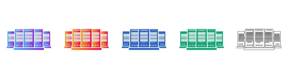Data Server Rack Icons Collection Stock Illustration