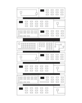 Data server rack with panels and buttons black and white 2D line object Stock Illustration