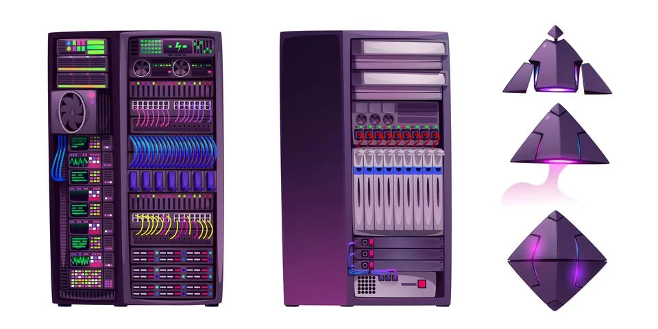 Data server rack for storage center vector icon Stock Illustration