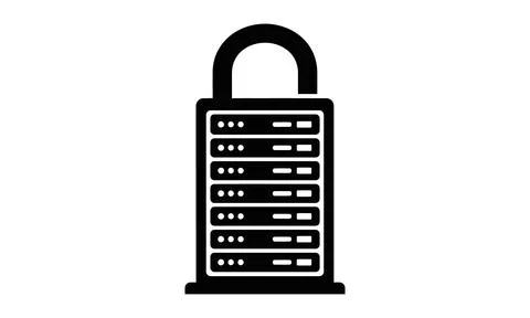 Data server secure protection padlock network infrastructure concept icon Stock Illustration