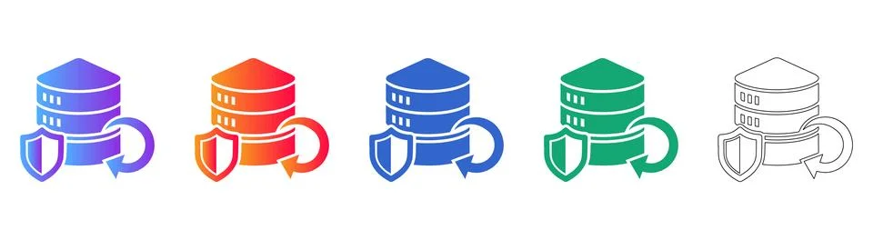 Data Server Security Backup Icons イラスト素材