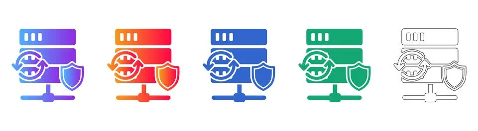 Data Server Security Icon Set Stock Illustration