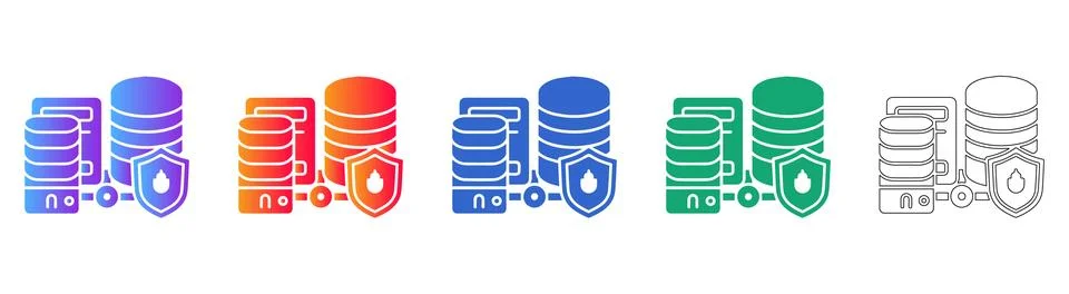 Data Server Security Protection Set イラスト素材
