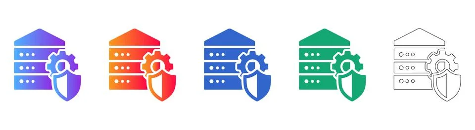 Data Server Security Shield Icon Set イラスト素材