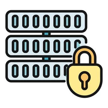 Data server security system with padlock icon Illustrazione stock