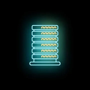 Data server stack icon glowing neon light Ilustración de archivo