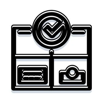 Data server storage dashboard with check mark イラスト素材