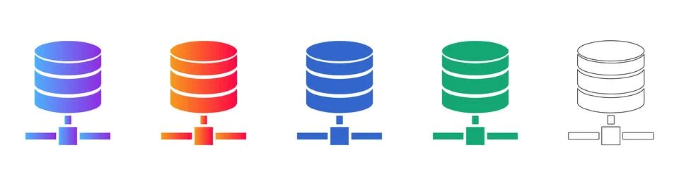 Data Server Storage Icons Set 库存插图