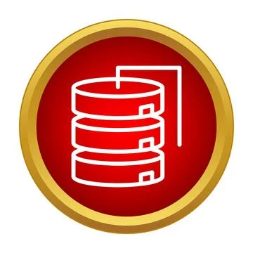 Data server storage processing icon in red circle 库存插图
