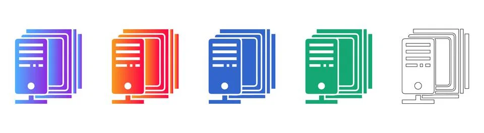 Data Server Storage Rack Icons Stock Illustration