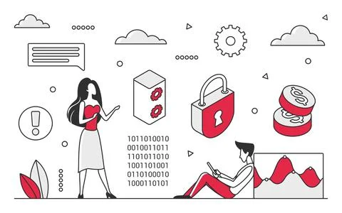 Data server storage room イラスト素材