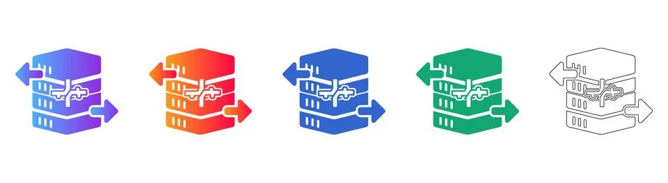 Data Server Synchronization Flow Icons Ilustração Stock