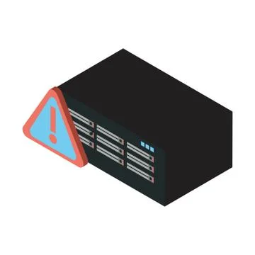 Data server tower with alert symbol Stock Illustration