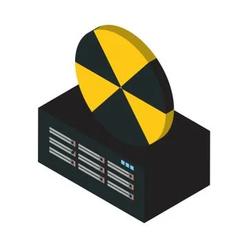 Data server tower with caution symbol Illustrazione stock