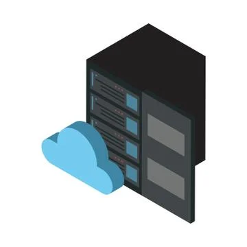 Data server tower with cloud computing 스톡 일러스트