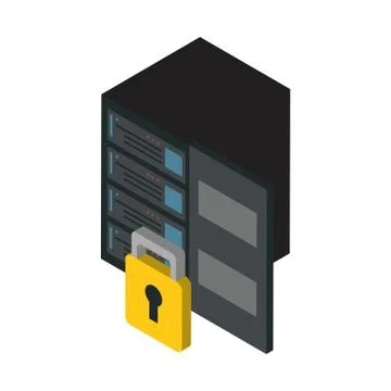 Data server tower with padlock イラスト素材