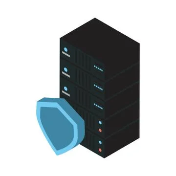 Data server tower with shield イラスト素材