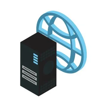 Data server tower with sphere browser Stock Illustration