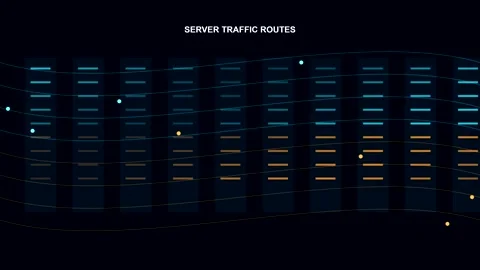 Data server traffic routes animation in 4K stock video Stock Footage 347390729