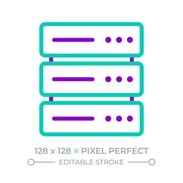Data server two color line icon Stock Illustration