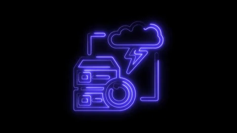 Data server under attack with recovery loop animation represented by neon o.. Stock Footage 312310527