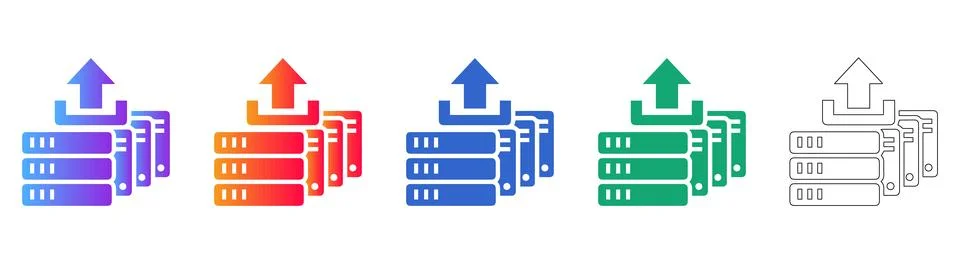 Data Server Upload Icons for Technology Infrastructure Stock Illustration