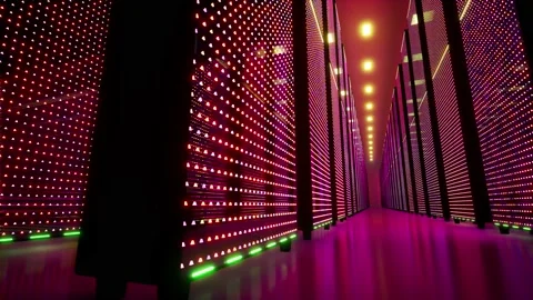 Data servers behind glass panels. Data center. Big data. Super computer. Stock Footage 131013111