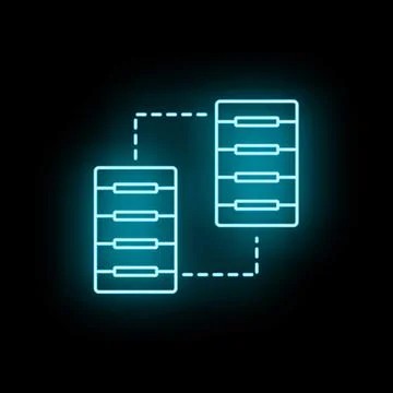 Data servers connecting in neon light network infrastructure Stock Illustration