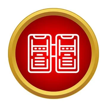 Data servers connecting in a red circle icon Stock Illustration