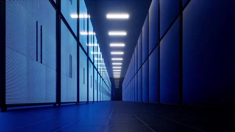 Data servers with LED cable ethernet internet server Close-up in Data Center Stock-Footage 334586795