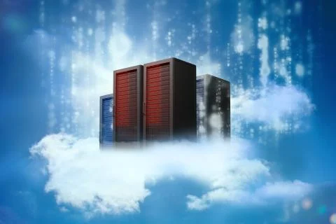 Data servers resting on clouds Stock Photos