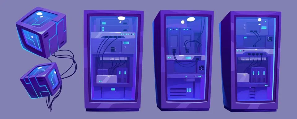 Data servers room, database storage Stockillustratie