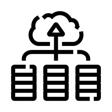 Data servers uploading information to cloud computing storage Illustrazione stock