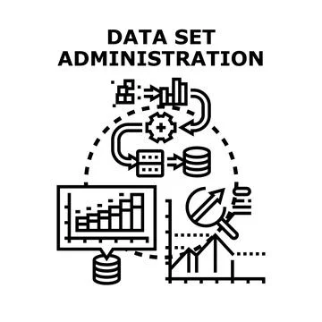 Data set administration concept managing digital information Illustrazione stock