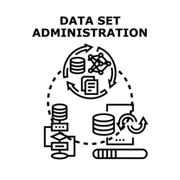 Data set administration process managing digital information Stock Illustration