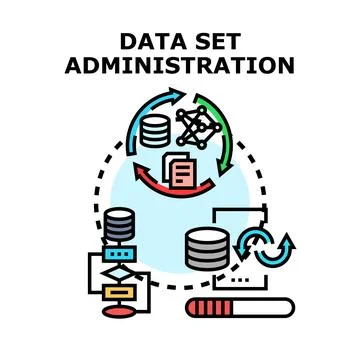 Data set administration process managing digital information Stock Illustration